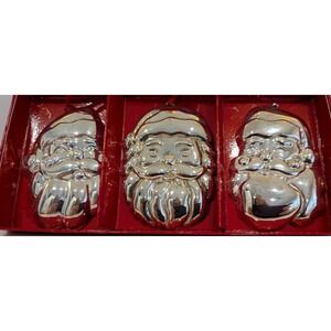 Home for the Holidays Silver Plate Santa Ornament Set Of 3, Royal Limited, 1997